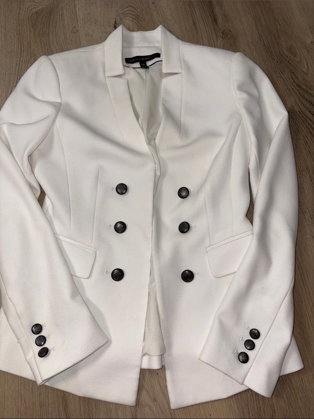 WHBM Ivory Tuxedo Studio Blazer Size 00 Great Condition business casual preppy